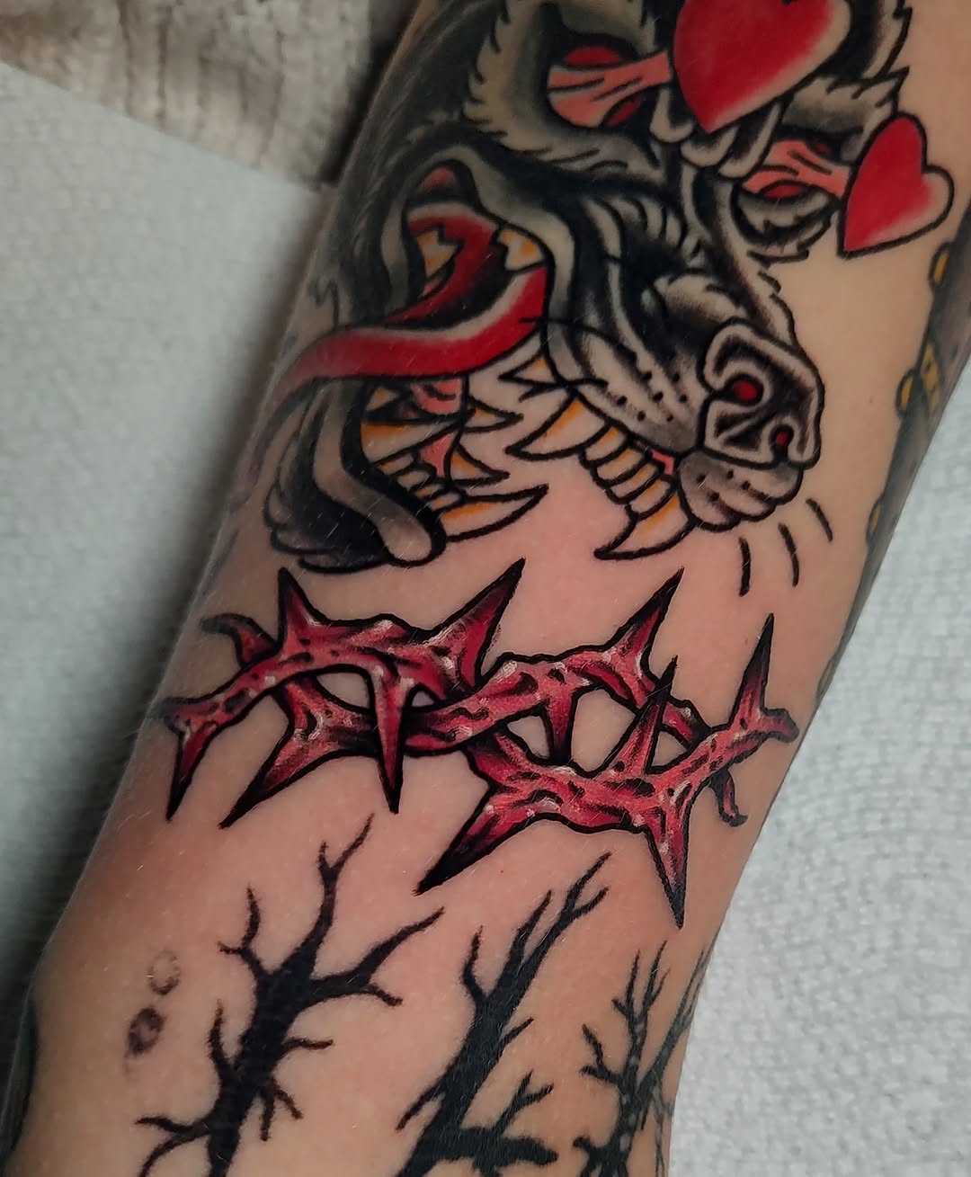 Tattoo by @hopelesstattoos β american_traditional, trash_polka