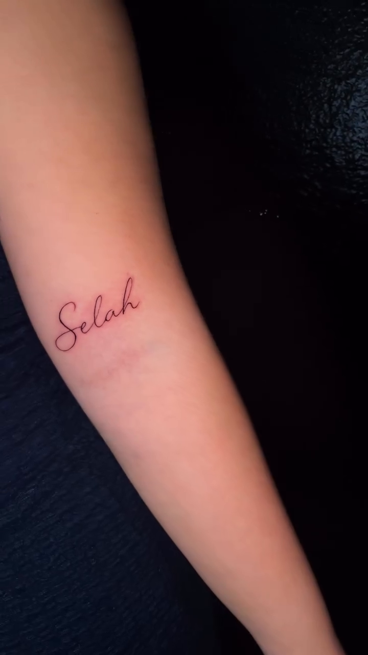 Tattoo by @bev.inkfiend — fine_line, lettering_script