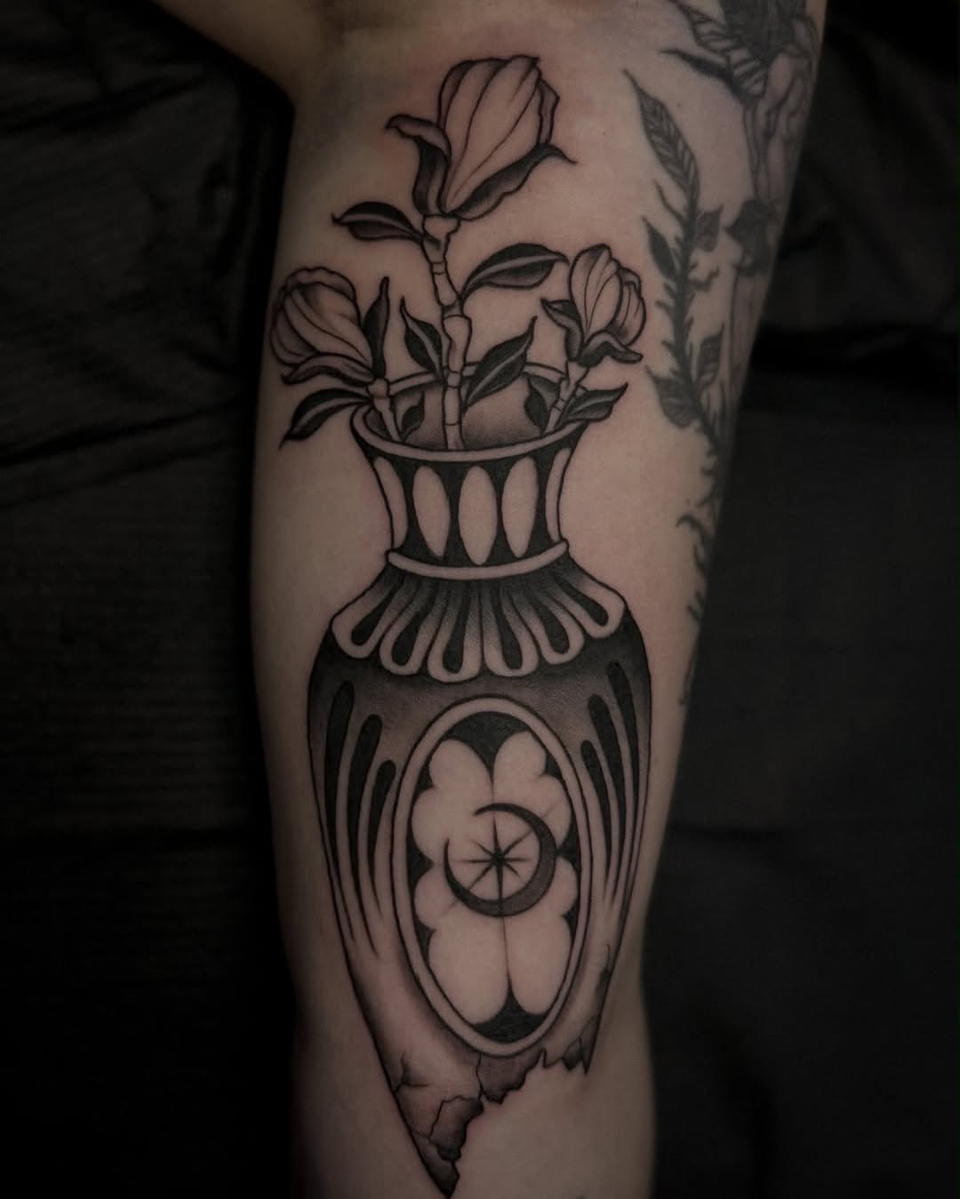 Tattoo by @sydneybulmer.tattoos — black_and_grey, ornamental