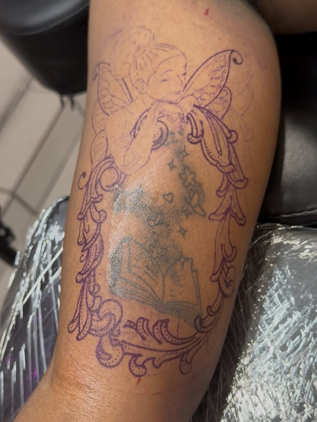 Tattoo by @claudthacreator — illustrative, dotwork
