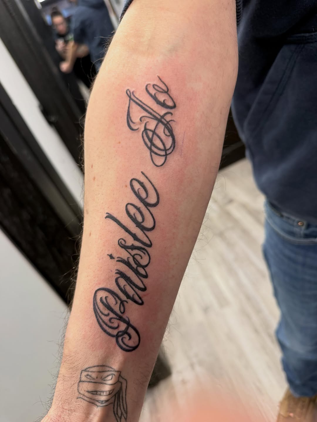 Tattoo by @haileysharpstabs โ lettering_script
