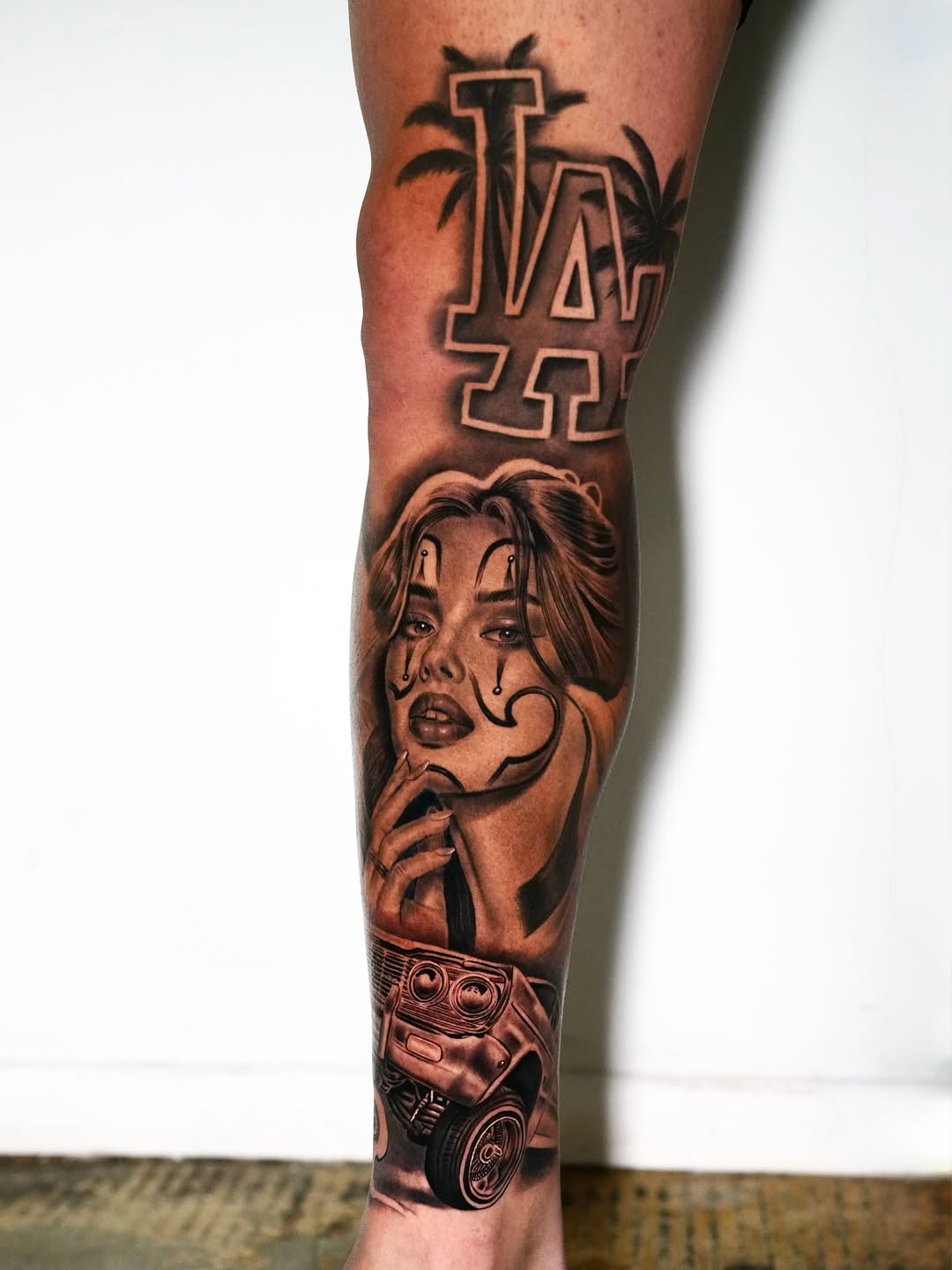 Tattoo by @smileyartla — chicano, black_and_grey