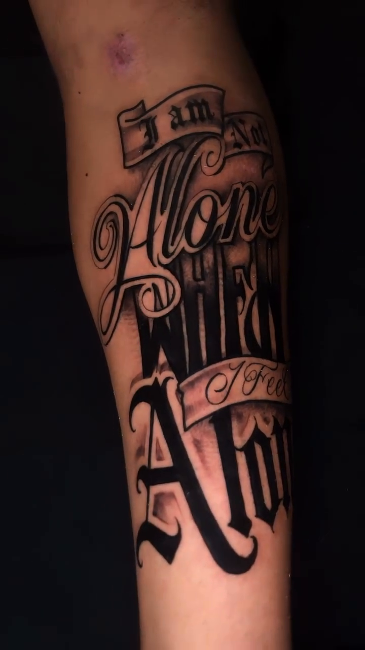 Tattoo by @burla.arte — lettering_script, blackwork
