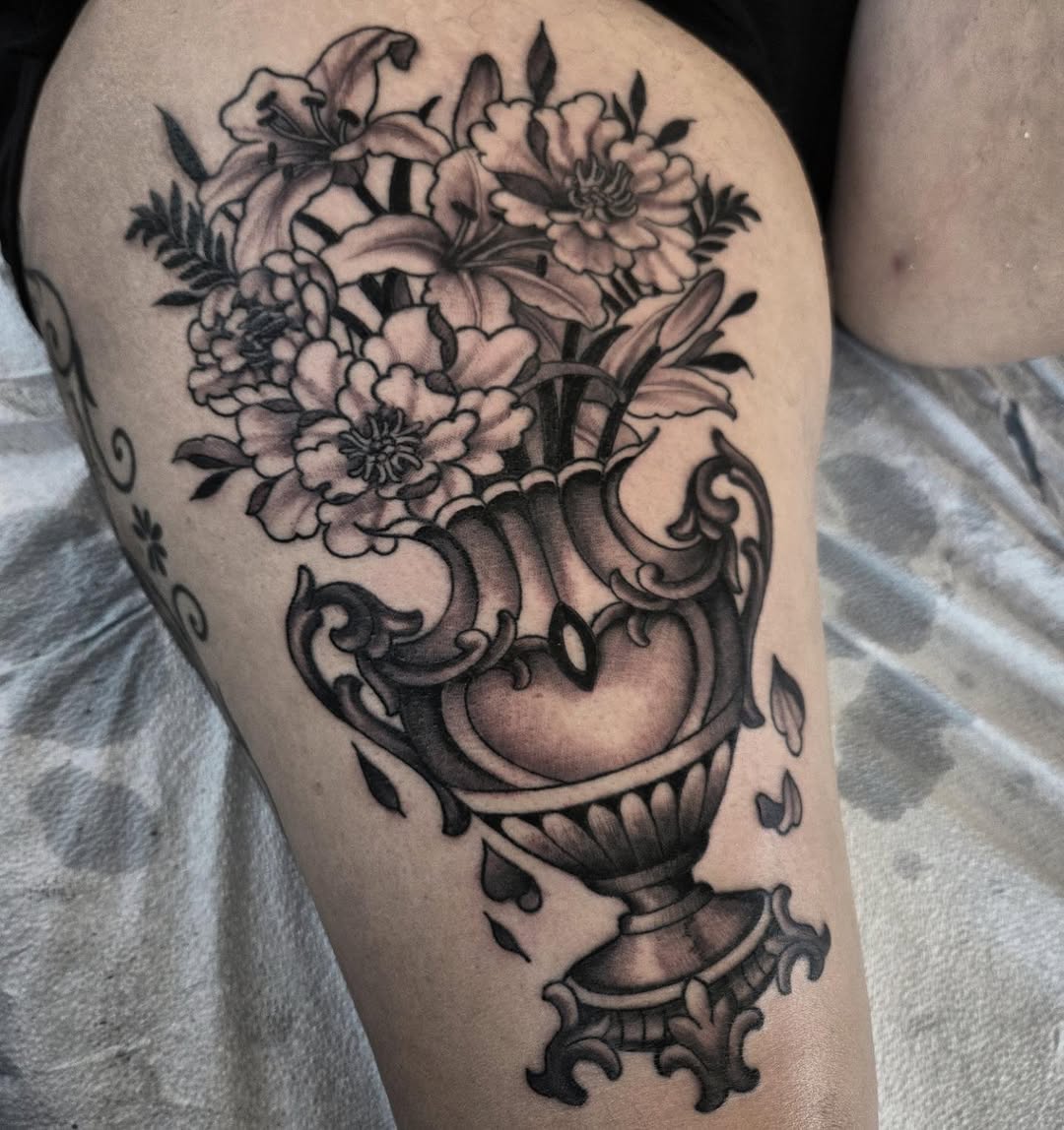 Tattoo by @nine.crows โ black_and_grey, illustrative