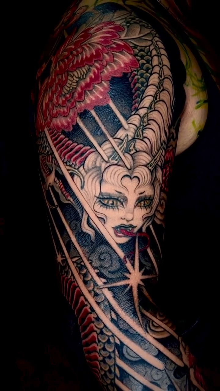 Tattoo by @jaded_youth_ — japanese_irezumi, black_and_grey