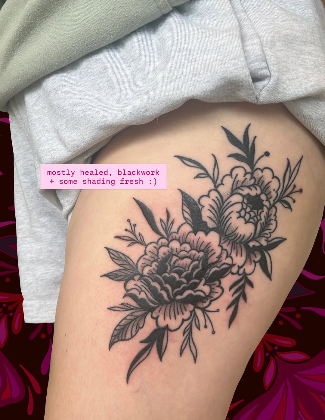 Tattoo by @honeybunnympls — blackwork, illustrative