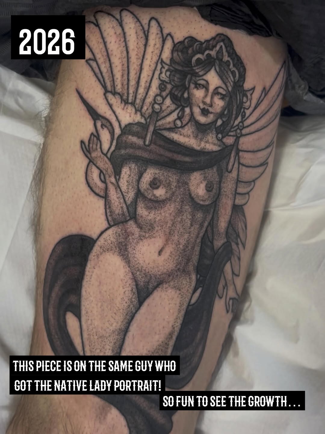 Tattoo by @missemtattoos — black_and_grey, dotwork