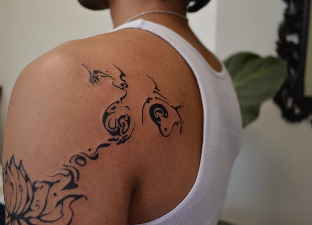 Tattoo by @vulgarviolets — lettering_script, blackwork