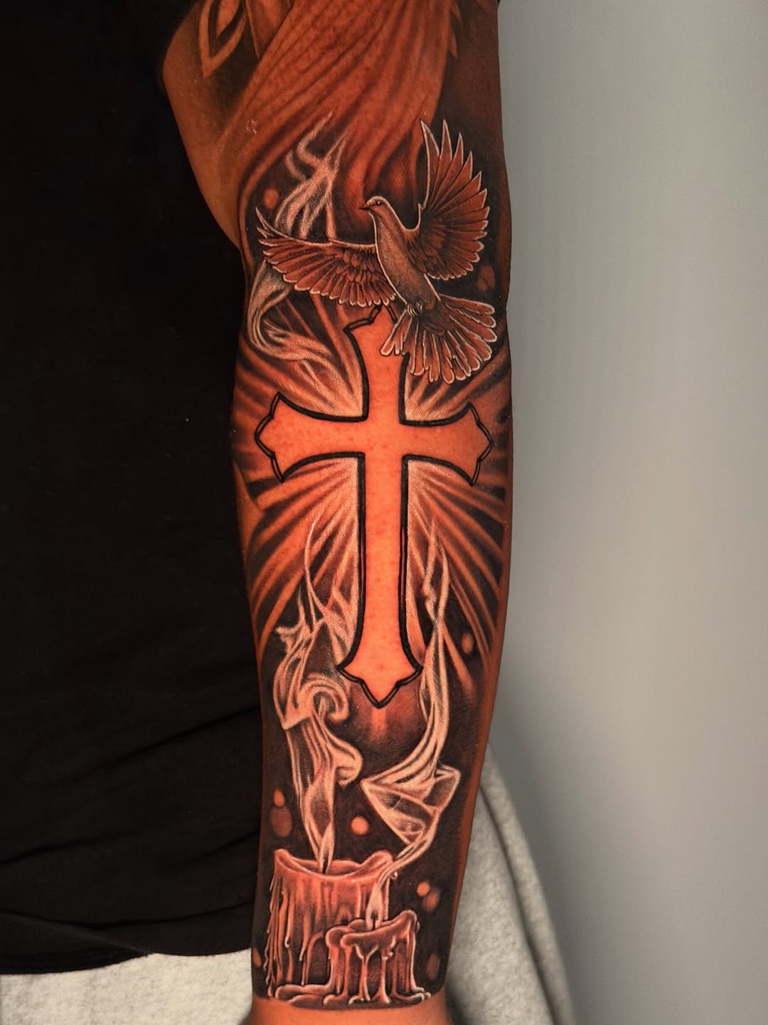 Tattoo by @monicas_tattoos — realism, black_and_grey