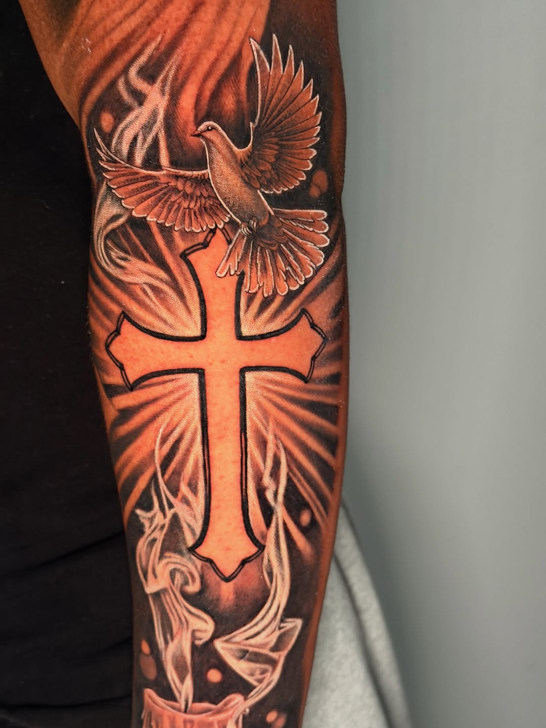 Tattoo by @monicas_tattoos — realism, black_and_grey