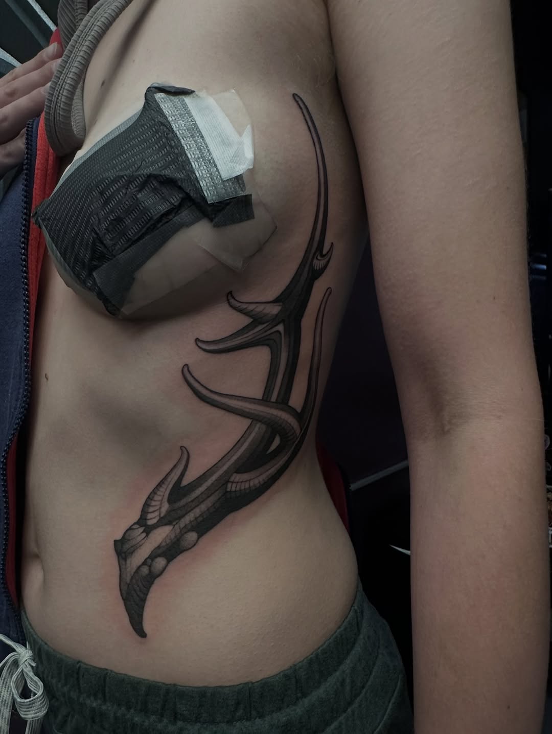 Tattoo by @shriekingpossum — black_and_grey, ornamental