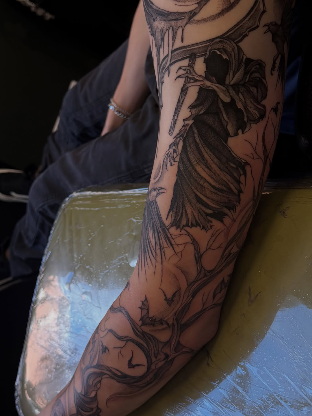 Tattoo by @ashlyntheartist — blackwork, illustrative