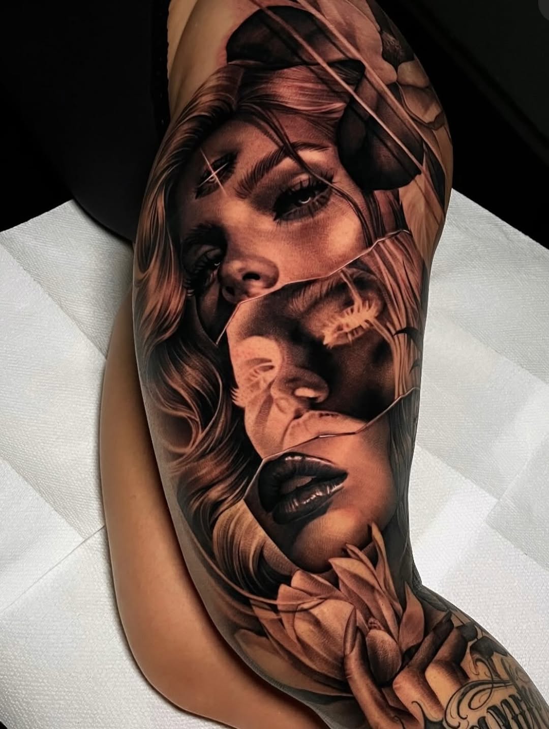 Tattoo by @4biddenfruit.tattoo โ realism, black_and_grey