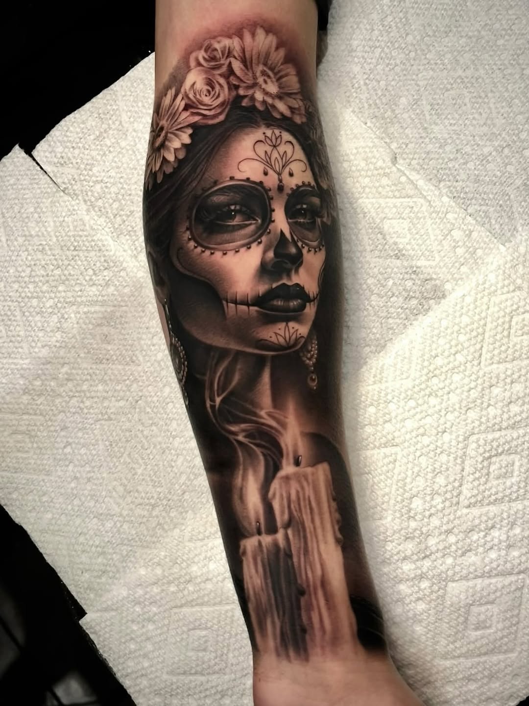 Tattoo by @4biddenfruit.tattoo โ realism, black_and_grey
