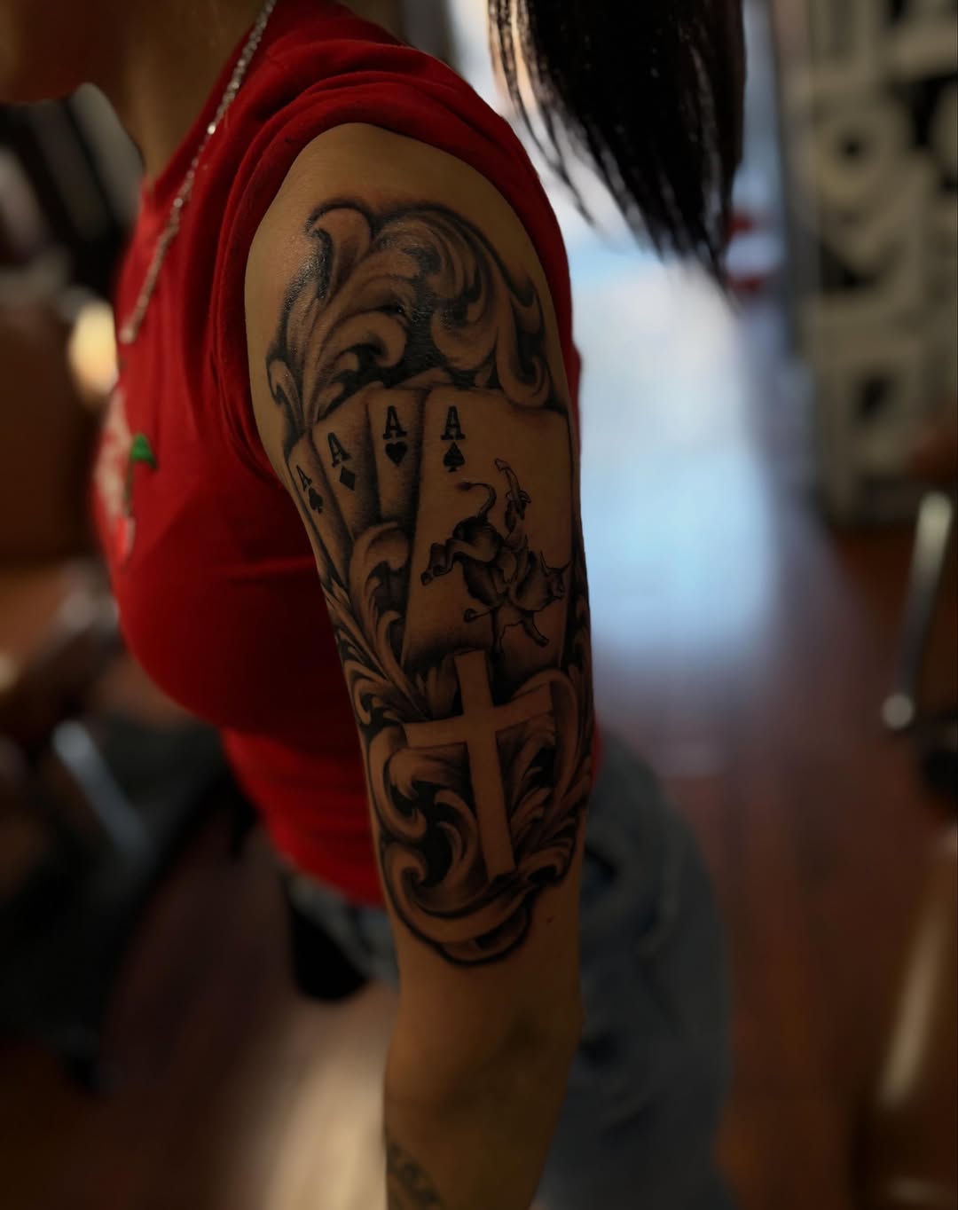 Tattoo by @sincitytattooer — black_and_grey, illustrative