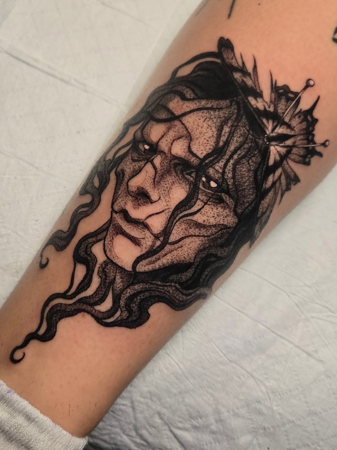 Tattoo by @kristynkayborglum — blackwork