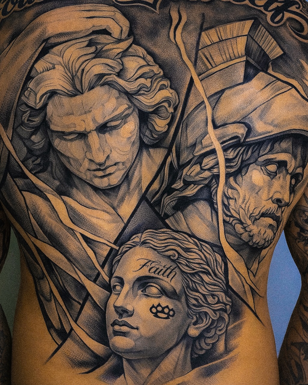 Tattoo by @vegas_tattoo_maksbrand โ realism, black_and_grey
