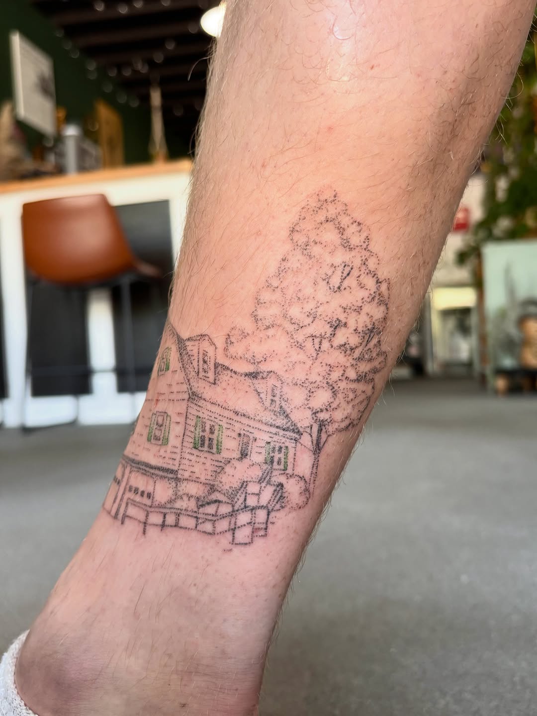 Tattoo by @seneca_studios — illustrative, dotwork