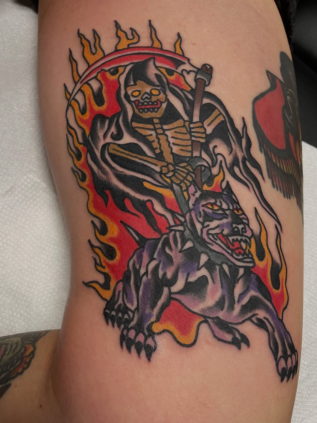 Tattoo by @pizzabref — american_traditional, new_school