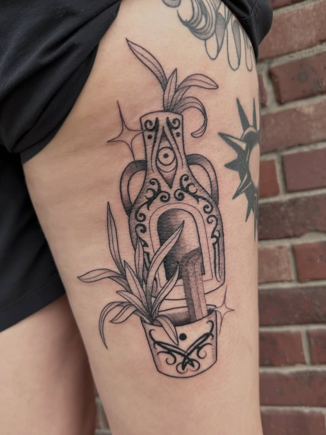 Tattoo by @peachyansley β illustrative, black_and_grey