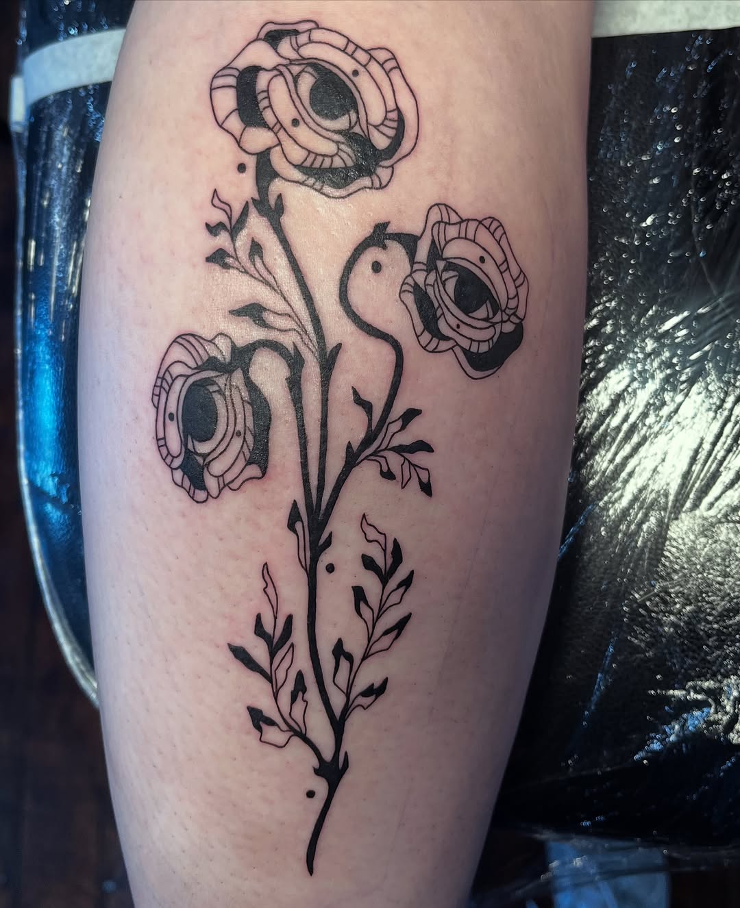 Tattoo by @cow.boy.ink — blackwork, black_and_grey