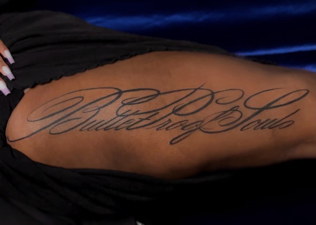 Tattoo by @tatz_doll โ lettering_script, fine_line
