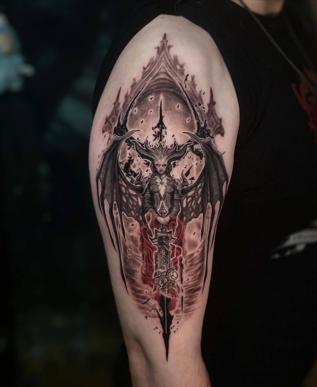 Tattoo by @alora.borealis.art โ dark_realism, blackwork