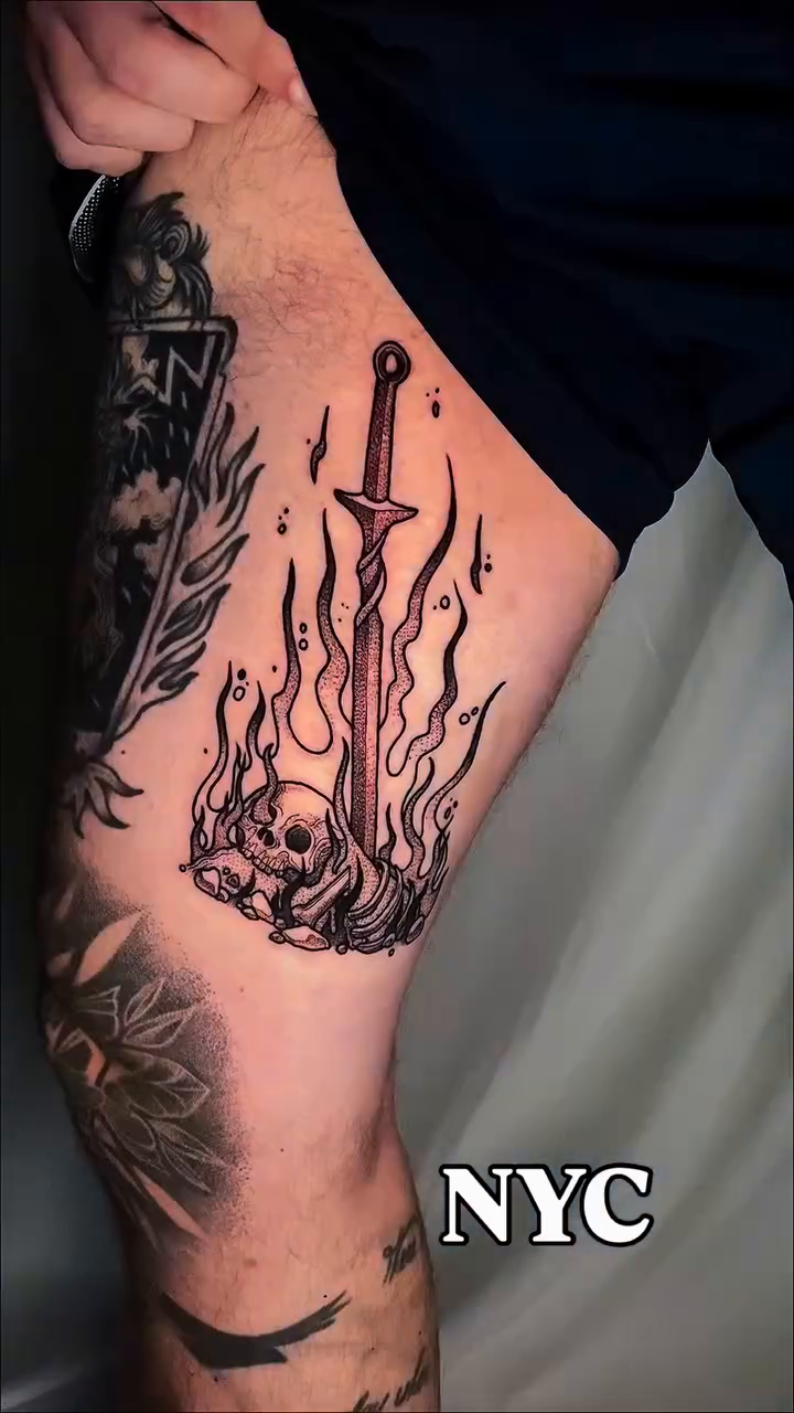 Tattoo by @therowanstarr โ illustrative, black_and_grey