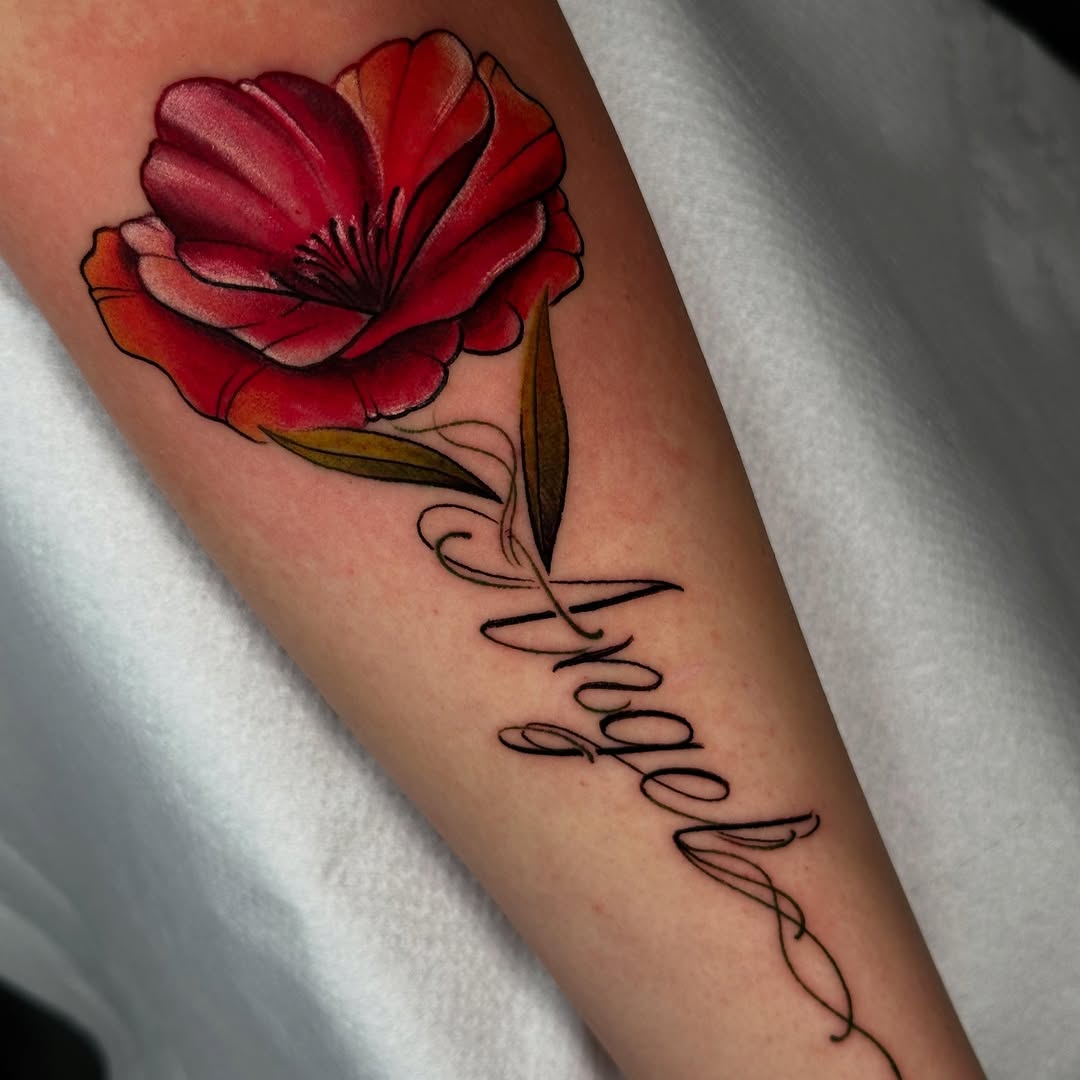 Tattoo by @lajirafa_tattoo — lettering_script