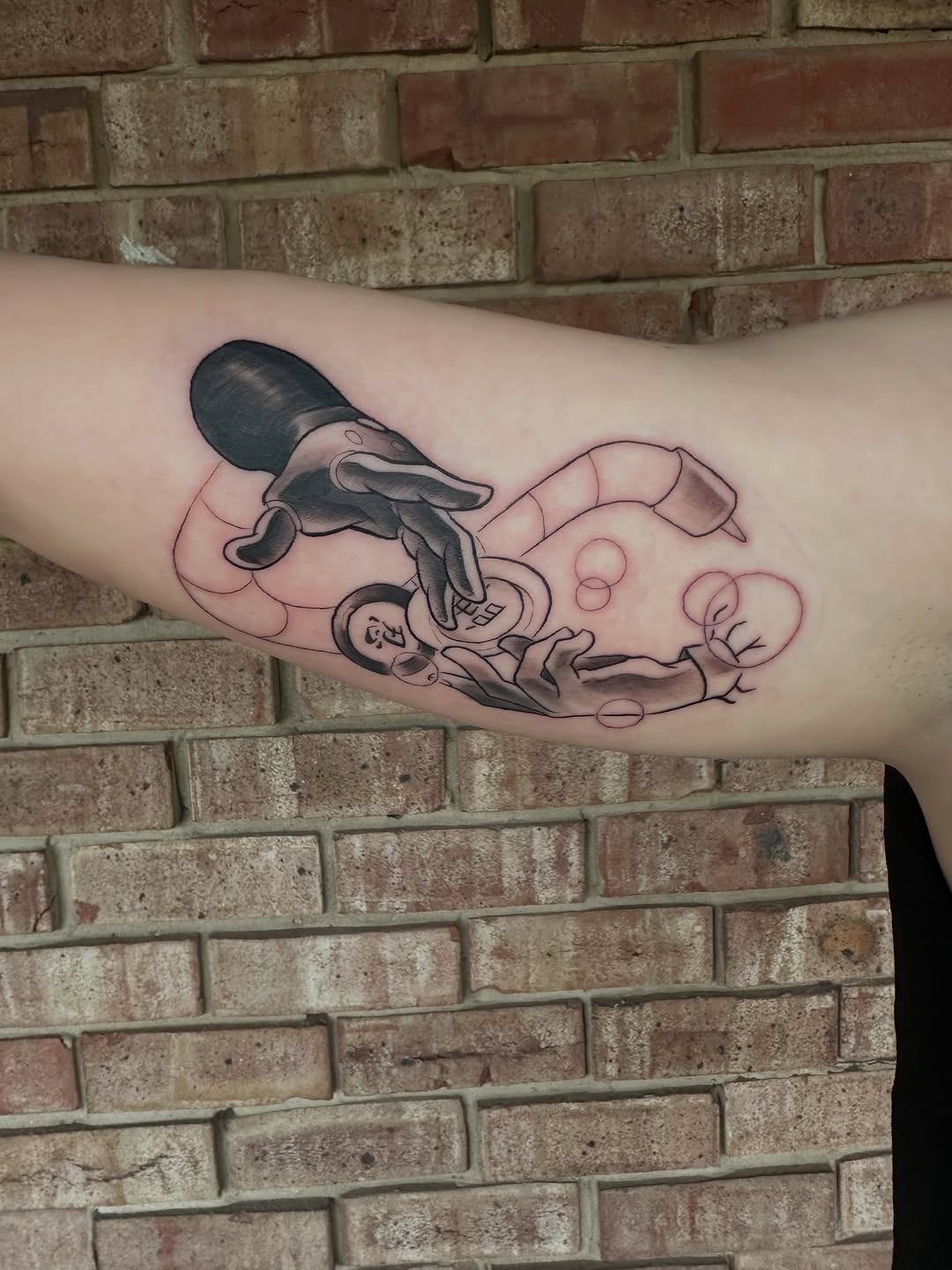 Tattoo by @leethemillennial — new_school, black_and_grey