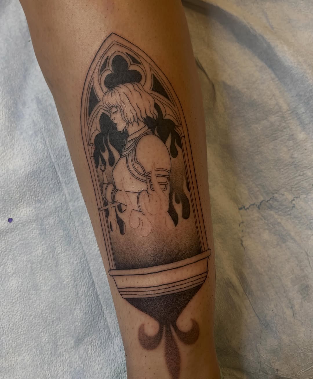Tattoo by @jennanabread_ink — illustrative, black_and_grey
