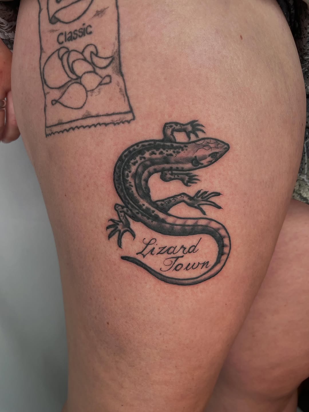 Tattoo by @tattoosbyclover — illustrative, lettering_script