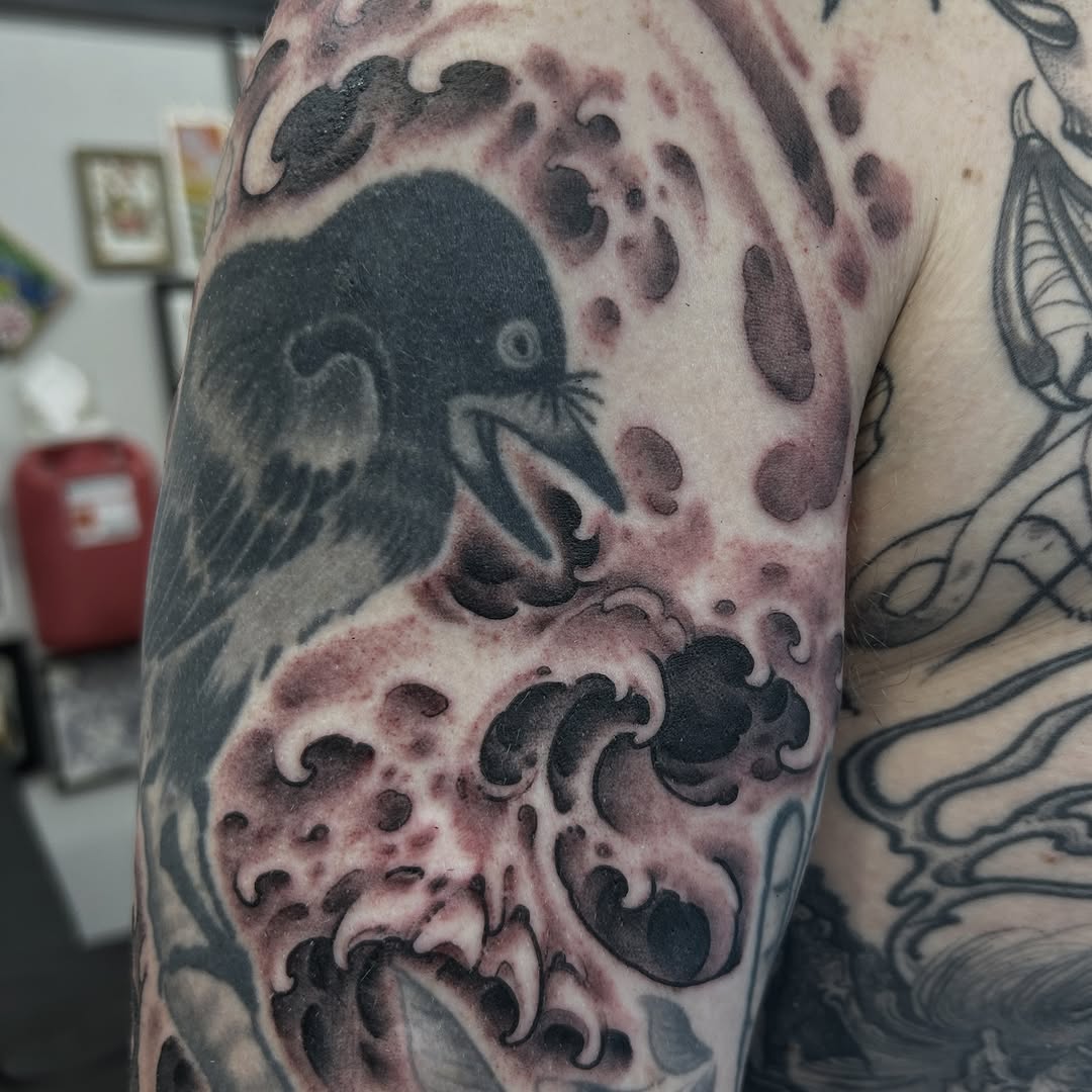 Tattoo by @justinweatherholtz — japanese_irezumi, black_and_grey