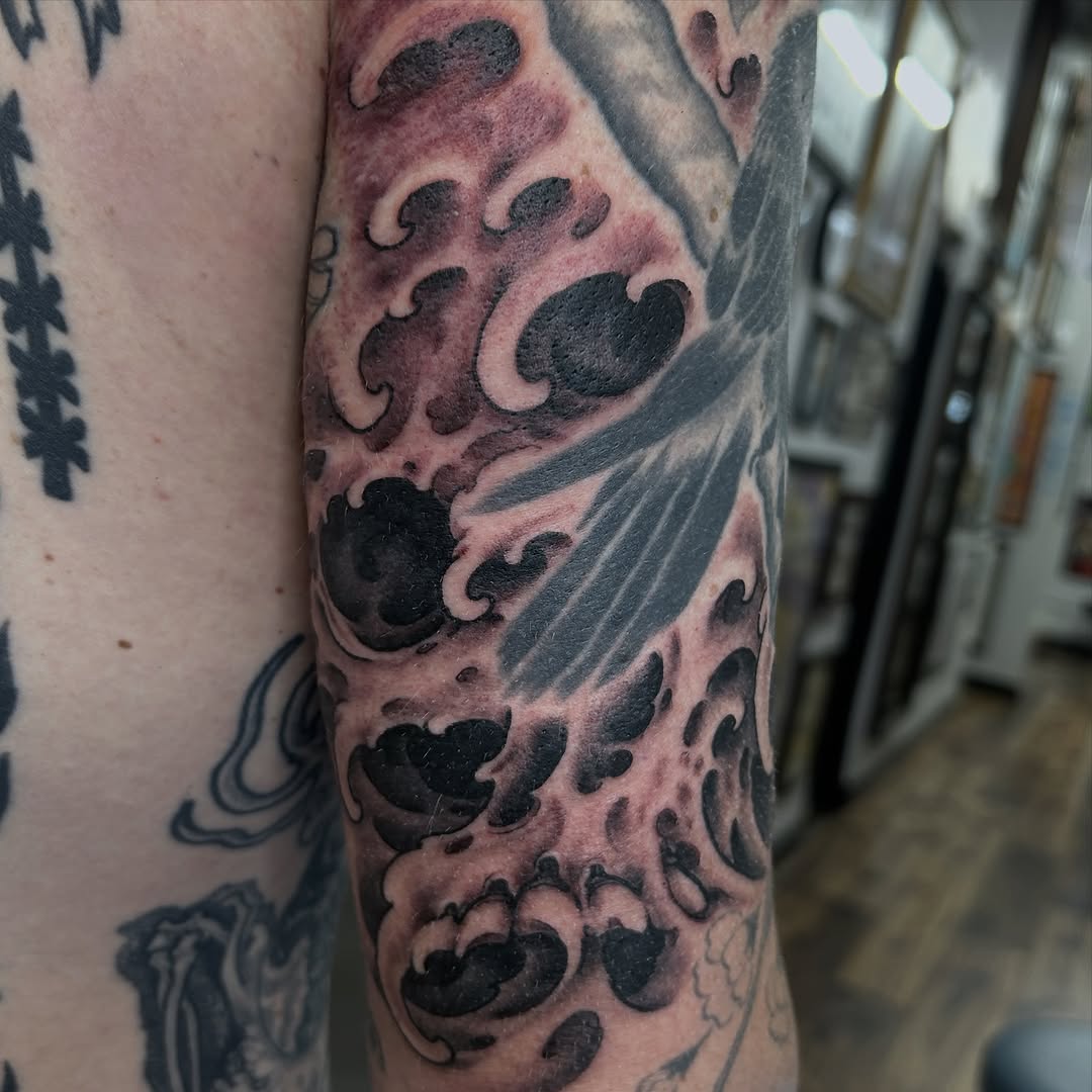 Tattoo by @justinweatherholtz — japanese_irezumi, black_and_grey