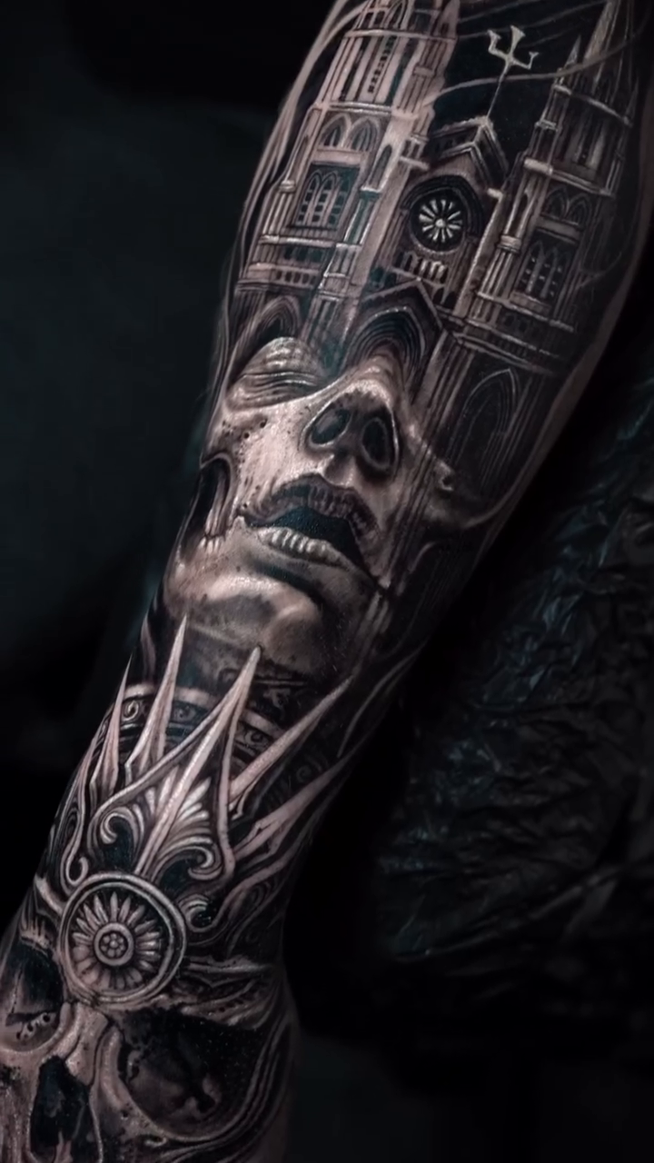 Tattoo by @mumia916 — dark_realism, black_and_grey