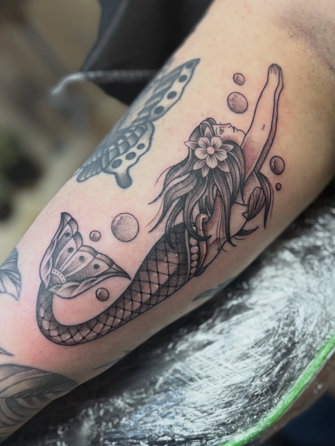 Tattoo by @missdee_tattoo — illustrative, black_and_grey