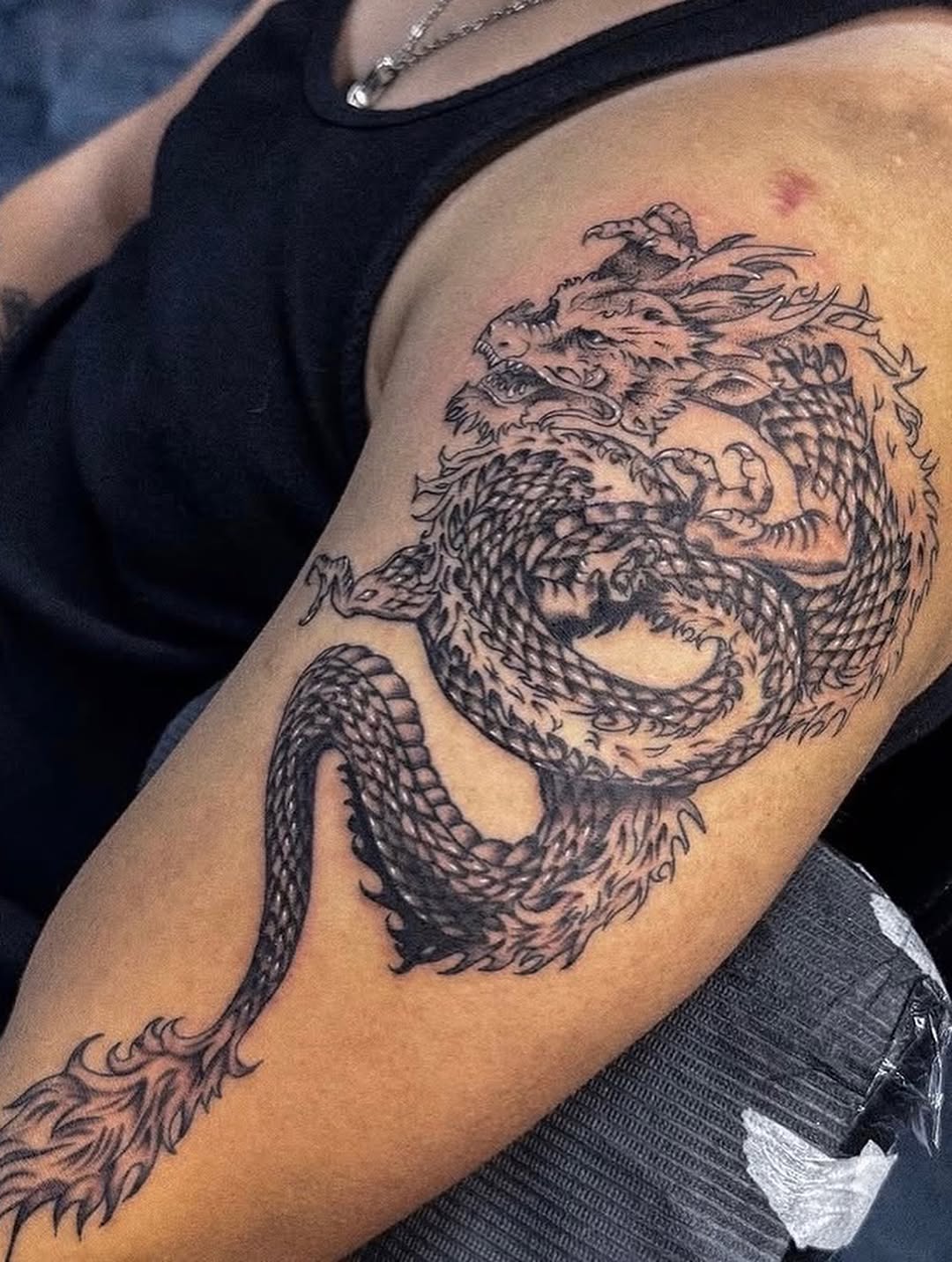 Tattoo by @marieamor_ink — japanese_irezumi, blackwork
