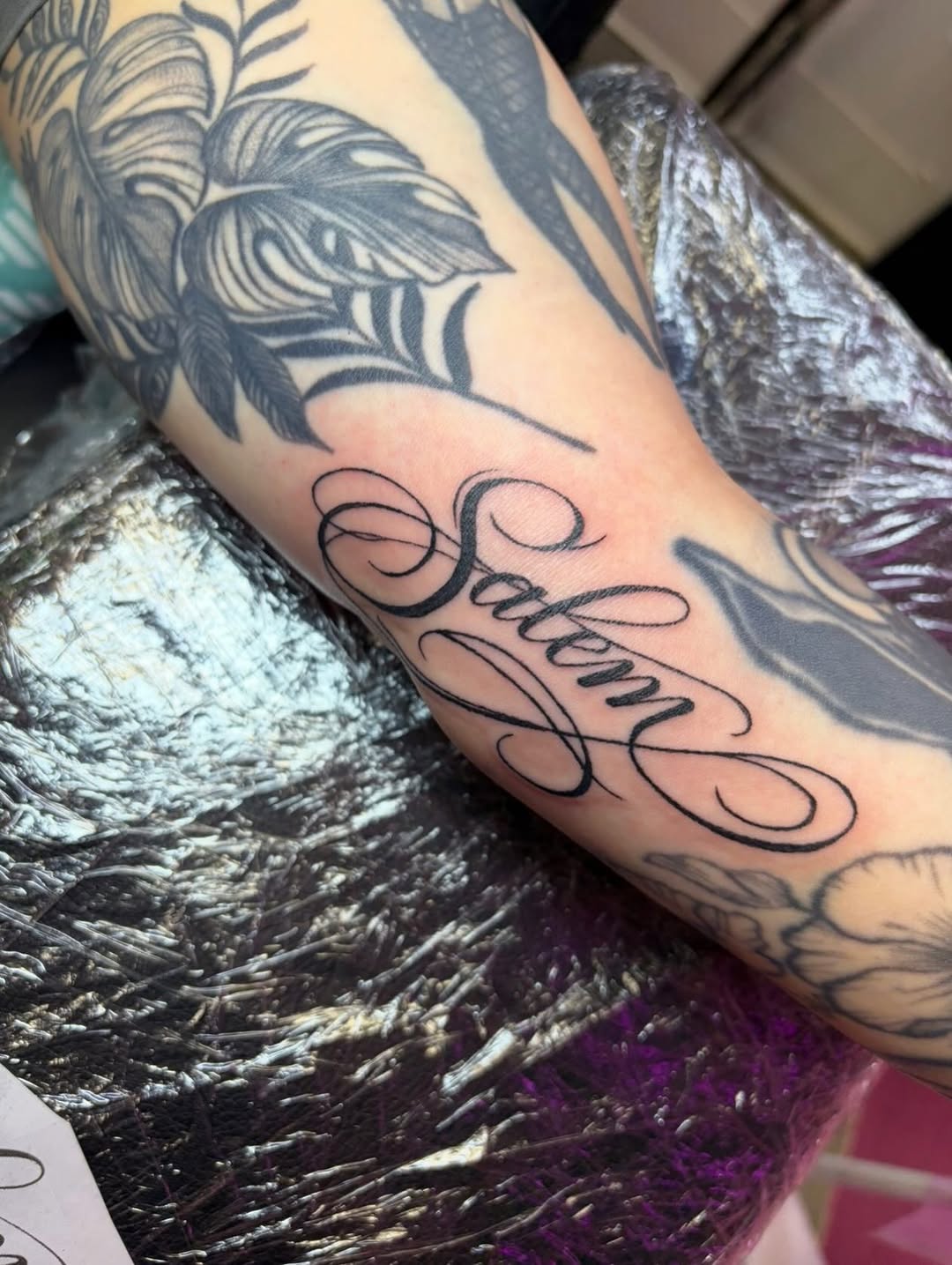 Tattoo by @pinklavishtattoos โ lettering_script, illustrative
