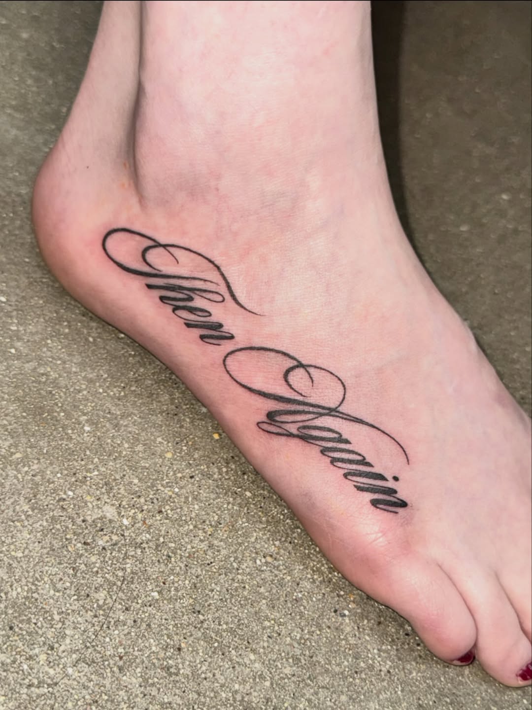 Tattoo by @eblu.ink — lettering_script, fine_line