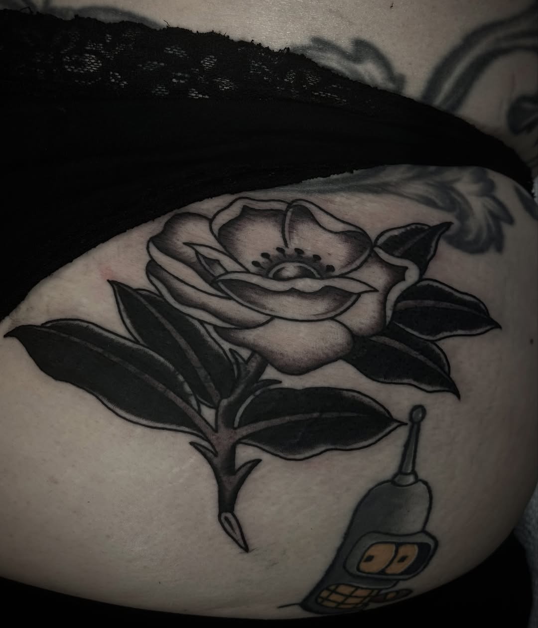 Tattoo by @tatslingingslasher — neo_traditional, black_and_grey