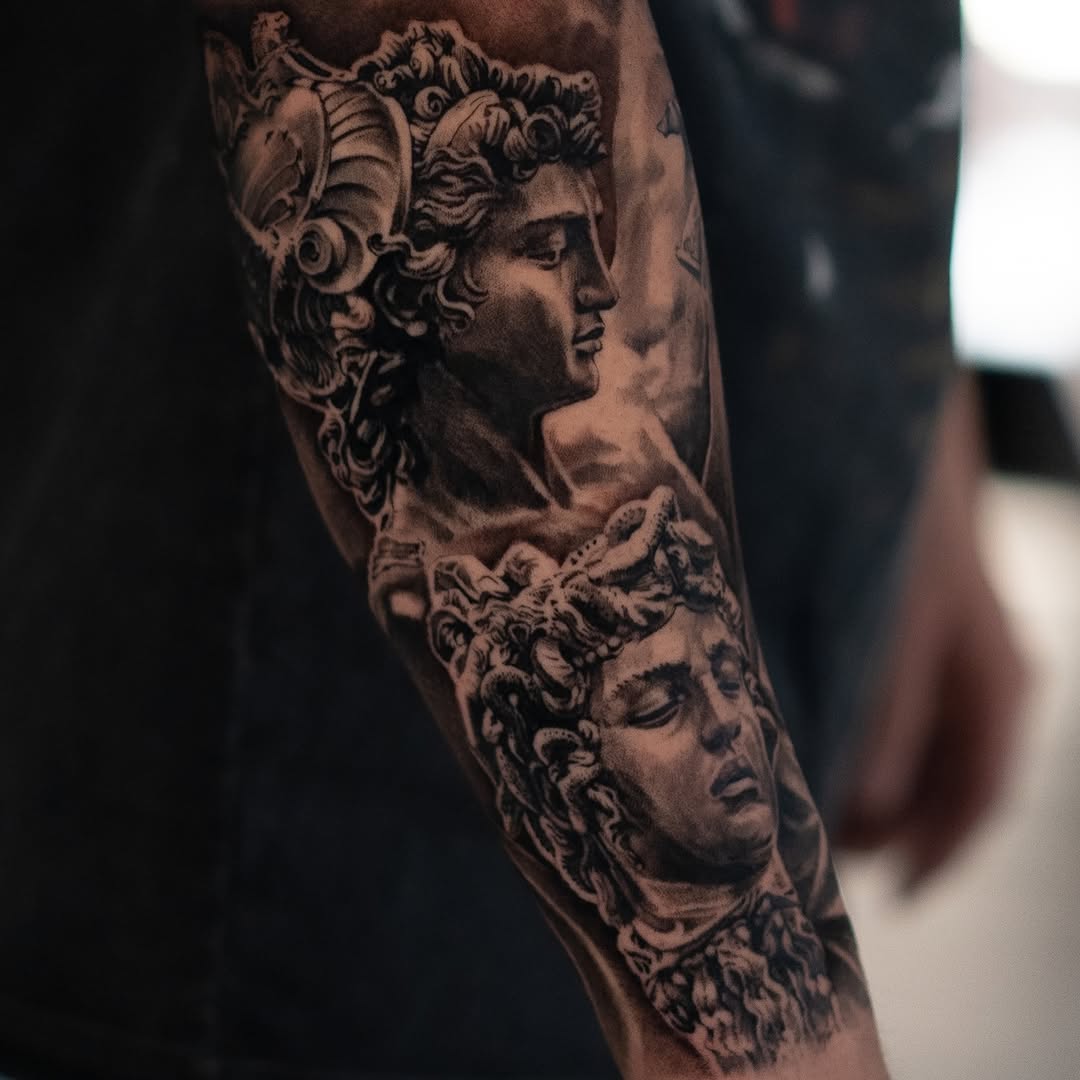 Tattoo by @markvatatattoo โ realism, black_and_grey