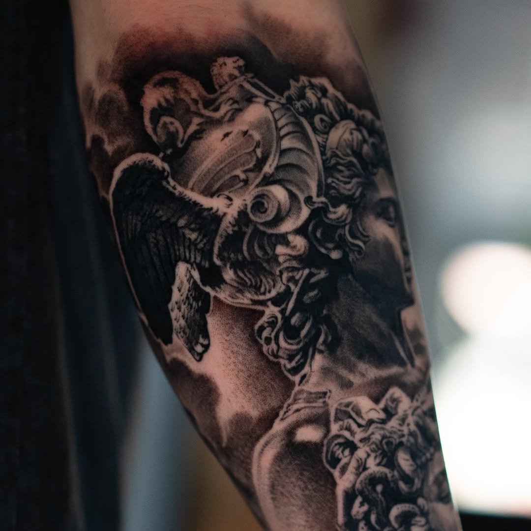 Tattoo by @markvatatattoo โ realism, black_and_grey
