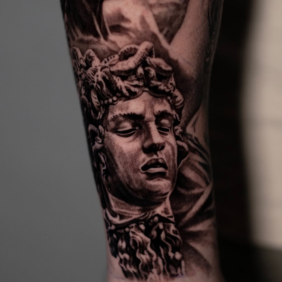 Tattoo by @markvatatattoo โ realism, black_and_grey