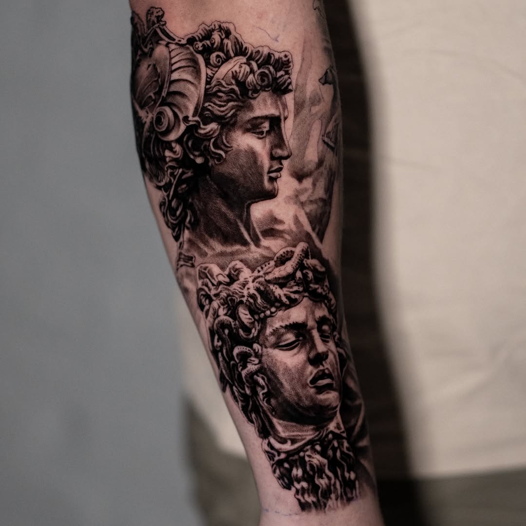 Tattoo by @markvatatattoo โ realism, black_and_grey