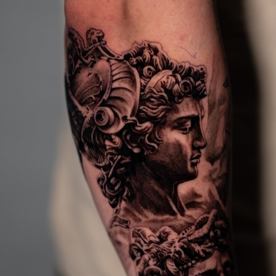 Tattoo by @markvatatattoo โ realism, black_and_grey