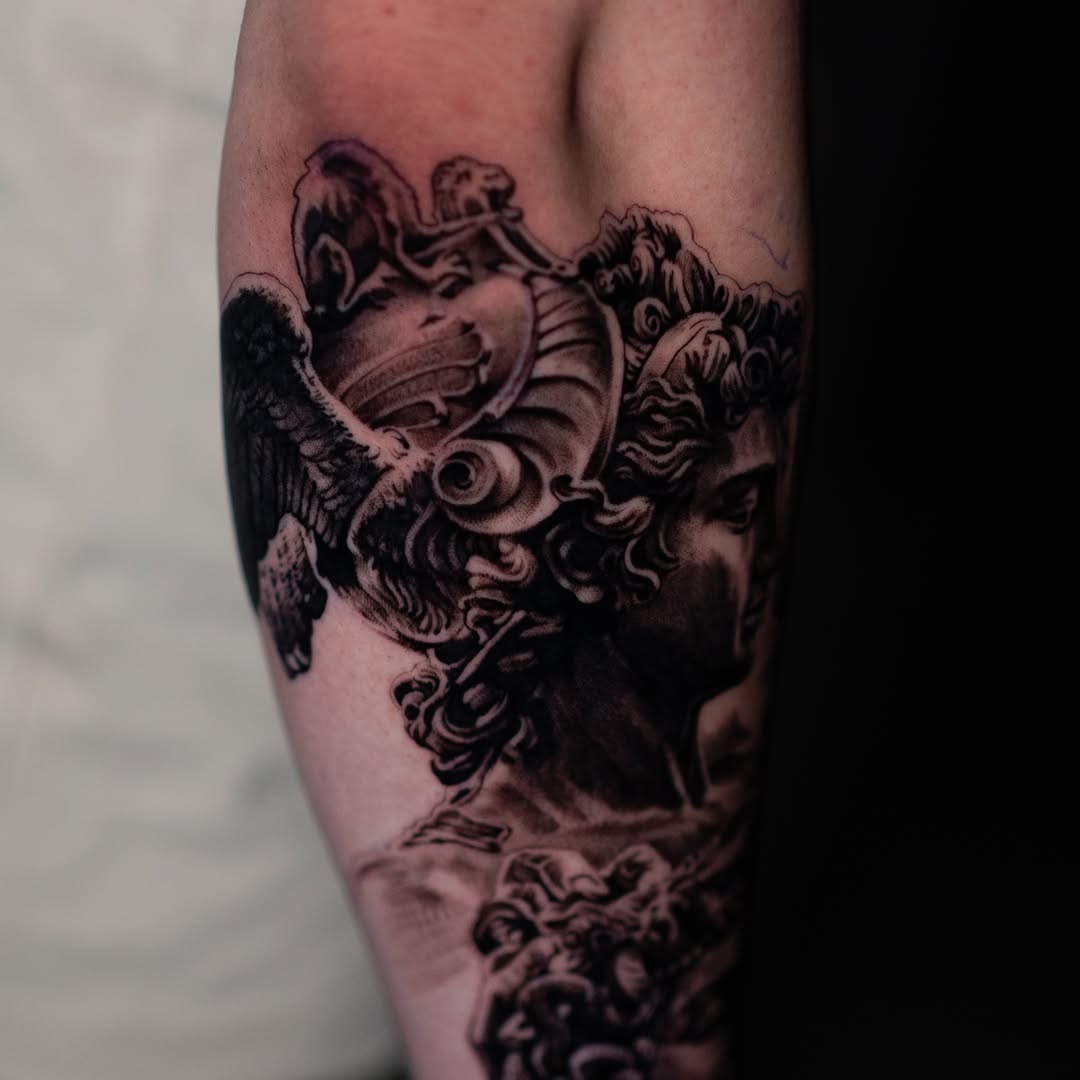 Tattoo by @markvatatattoo โ realism, black_and_grey