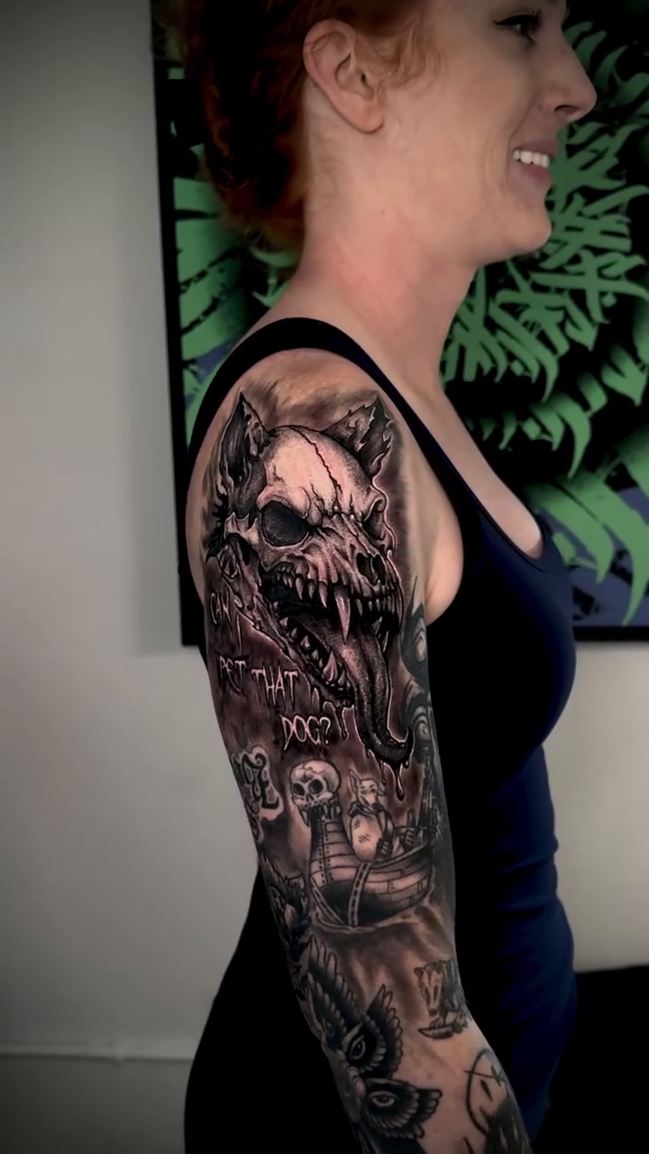 Tattoo by @blvckheart_ink — dark_realism, black_and_grey