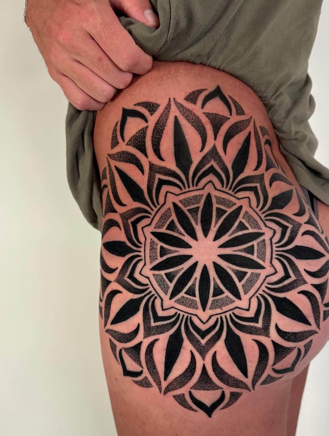 Tattoo by @tannerminocktattoos — dotwork, geometric