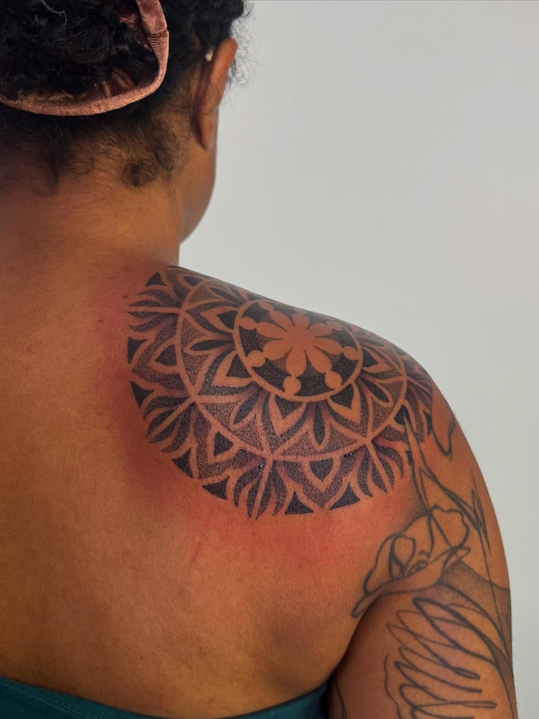Tattoo by @tannerminocktattoos — dotwork, geometric