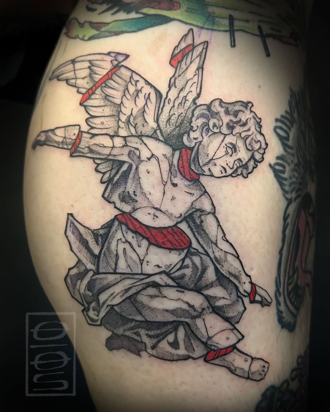 Tattoo by @owenmakesart — illustrative, black_and_grey